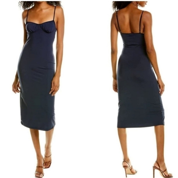 We Wore What From Danielle Burnstein Midi Slip Dress In Navy Size L - Picture 1 of 13